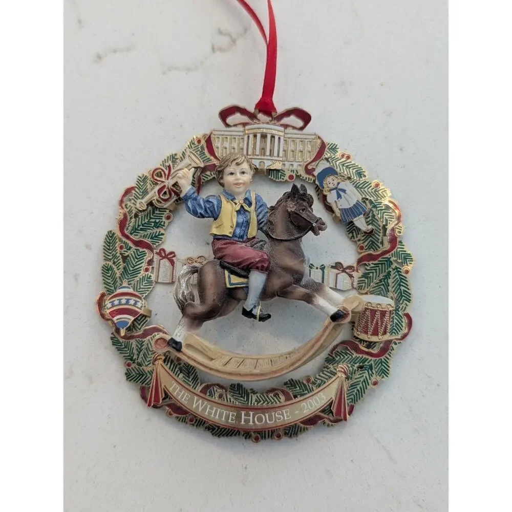 2003 Official White House Christmas Ornament Ulysses S Grant Rocking Horse